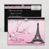 Postale Faire-part Mariage Tour Eiffel parisien Enregistrer les carte (Devant / Derrière)