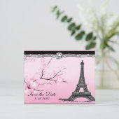 Postale Faire-part Mariage Tour Eiffel parisien Enregistrer les carte (Debout devant)