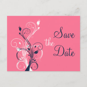 Postale Faire-part Marine rose blanc floral Enregistrer la date Carte