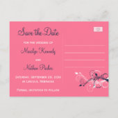 Postale Faire-part Marine rose blanc floral Enregistrer la date Carte (Dos)