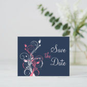 Postale Faire-part Marine rose blanc floral Enregistrer la date Carte (Debout devant)