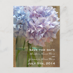 Postale Faire-part Mason Jar De Hydrangeas Enregistrer La Date Carte