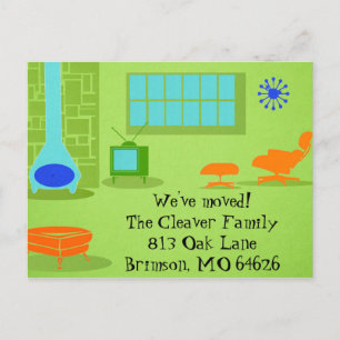 Postale Faire-part Mid Century Moderne Changement d'adresse Carte pos