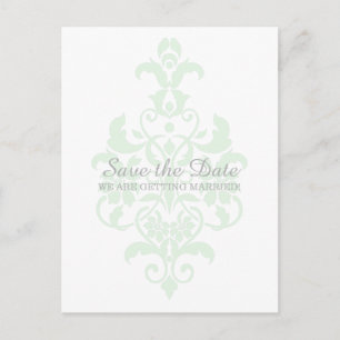 Postale Faire-part Mint vert subtle Damask Enregistrer la date Carte