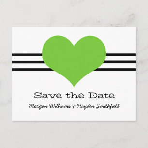 Postale Faire-part Mod Heart Enregistrer la date Carte postale, Vert