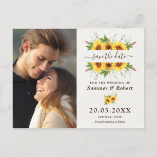 Postale Faire-part Moderne Boho Aquarelle Tournesols Carte de sauvega