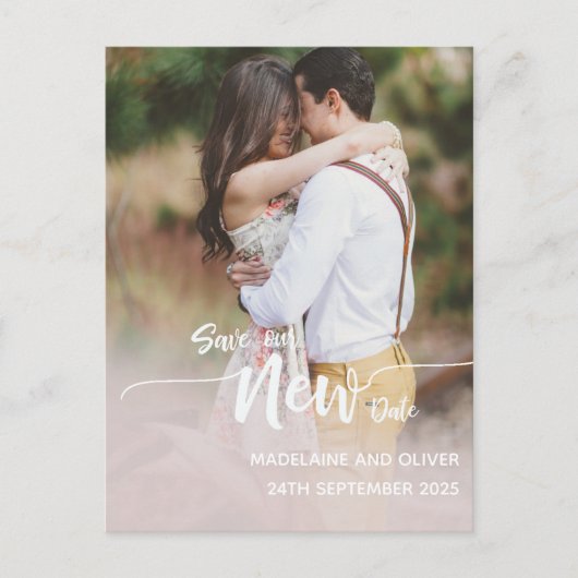 Postale Faire-part Modifier La Date Mariage Photo Overlay Carte Posta (Devant)