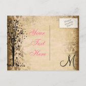 Postale Faire-part Monogramme Damask Heart Tree Enregistrer les carte (Dos)