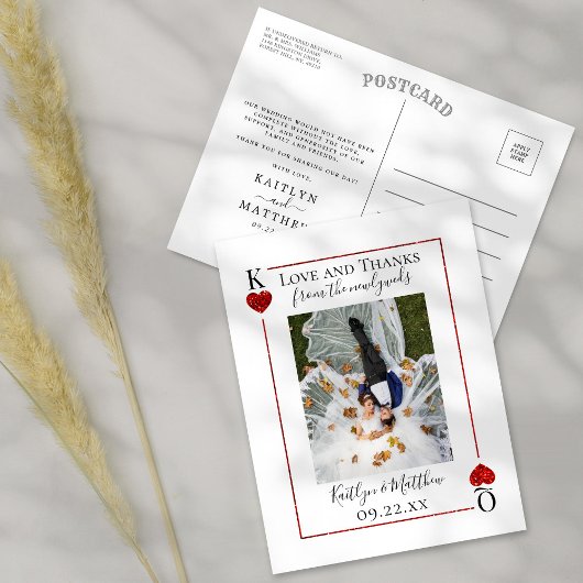 Postale Faire-part Monogramme Lecture Carte Mariage Collection Merci