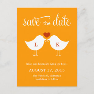 Postale Faire-part Monogrammes Oiseaux Enregistrer La Carte Date