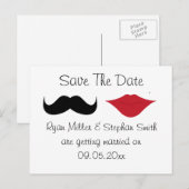 Postale Faire-part Moustache et lèvres enregistrer la date carte post (Devant / Derrière)