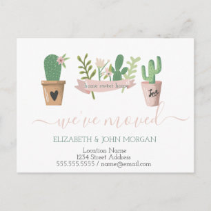 Postale Faire-part Nous avons déménagé, Carte de notification Cactus