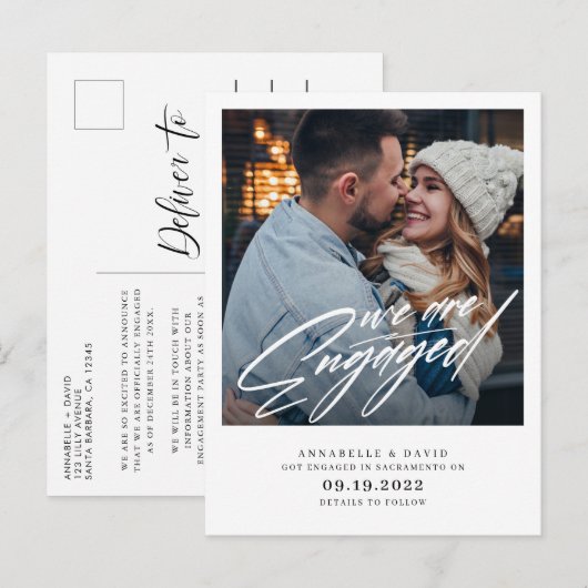 Postale Faire-part Nous sommes fiancés Carte de déclaration photo mod (Devant / Derrière)