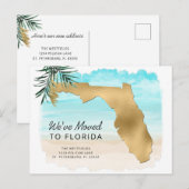 Postale Faire-part Nouvelle Adresse Floride Carte Scène de Plage Démé (Devant / Derrière)