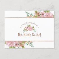 Offrir une carte de recette à une mariée rose Vint