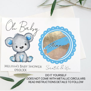 Postale Faire-part Oh Bébé Ours Garçon Baby Shower Carte à Gratter DI