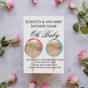 Postale Faire-part Oh Bébé Révélation du Sexe Carte à Gratter DIY