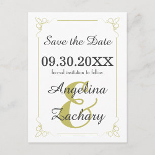 Postale Faire-part Olive Green Art Déco Enregistrer la date Carte pos