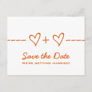 Postale Faire-part Orange Heart Equation Enregistrer la date Carte po