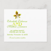 Postale Faire-part Orchidée verte fleur peinte enregistrer la carte d (Dos)