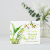 Postale Faire-part Orchidée verte fleur peinte enregistrer la carte d (Debout devant)