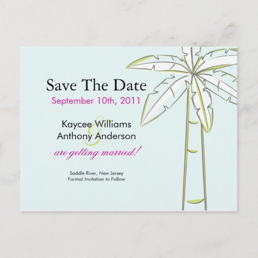 Postale Faire-part Palm Tree Sauvegardez La Carte Date POST ! (Devant)