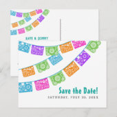 Postale Faire-part Papel Picado Wedding Enregistrer la date carte pos (Devant / Derrière)
