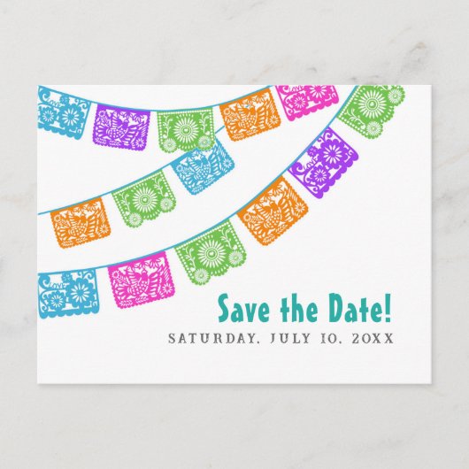 Postale Faire-part Papel Picado Wedding Enregistrer la date carte pos (Devant)
