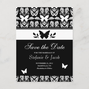 Postale Faire-part Papillon noir et blanc Enregistrer la carte postal
