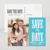 Postale Faire-part Pays Western Turquoise Enregistrer la date Carte p (Devant / Derrière)