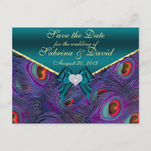Postale Faire-part Peacock Plum turquoise Enregistrer la date Carte p