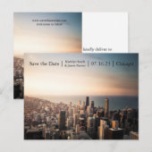 Postale Faire-part Photo de coucher de soleil à Chicago - Carte posta (Devant / Derrière)