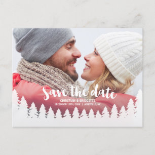 Postale Faire-part Photo de mariage d'hiver Enregistrer la date Carte