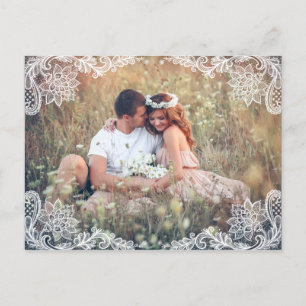 Postale Faire-part PHOTO LACE vintage ENREGISTRER LA DATE CARTE POSTA