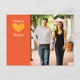 Postale Faire-part Photo Orange Heart Enregistrer la date Carte posta