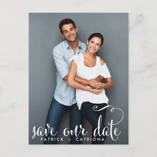 POSTALE FAIRE-PART PHOTO SCRIPT WHIMSICAL ENREGISTRER NOTRE CARTE POS (Devant)