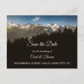 Postale Faire-part Pine Tree Mountains Enregistrer la date Carte post (Devant)