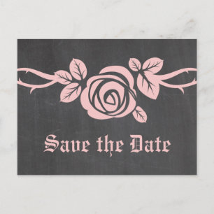 Postale Faire-part Pink Rose Chalkboard Enregistrer la date Carte pos