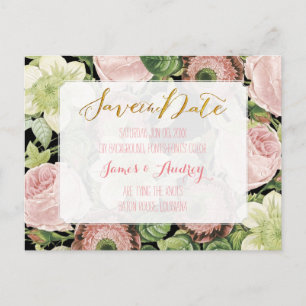 Postale Faire-part PixDezines carte de sauvegarde/roses vintage
