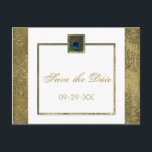 Postale Faire-part Plumes Peacock Blanc et Or Enregistrer la carte Da<br><div class="desc">Cette plume de paon blanc et or enregistrer la date carte postale correspond aux invitations de mariage indiquées ci-dessous. Si vous avez besoin d'autres articles correspondants,  veuillez envoyer votre demande par courriel à niteowlstudio@gmail.com.</div>
