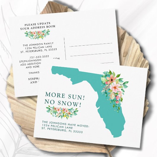 Postale Faire-part Plus Sun No Neige Floride Carte Déplacement
