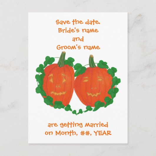 Postale Faire-part Pumpkins Halloween Enregistrer la date carte posta (Devant)
