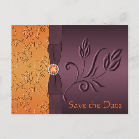Postale Faire-part Purple et Tangerine Enregistrer la carte Date (Devant)