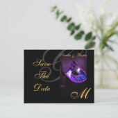 Postale Faire-part Purple Floral Masquerde Enregistrer La Date Carte  (Debout devant)
