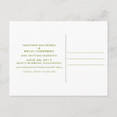 Postale Faire-part Rétro Enregistrer la date carte postale, Vert oliv (Dos)