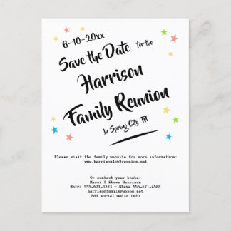 Postale Faire-part Réunion de famille Fun Stars ou carte de sauvegard