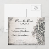 Postale Faire-part Rose de tatouage Enregistrer la date Mariage Carte (Devant / Derrière)