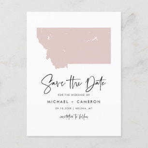 Postale Faire-part Rouge rose Montana Carte Script moderne Enregistre