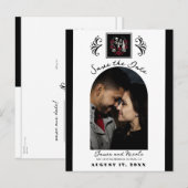 Postale Faire-part Rouges & Noires Roses blanches Squelette Carte de  (Devant / Derrière)