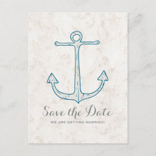 Postale Faire-part Royal Blue Rustic Ancre Enregistrer la date Carte 